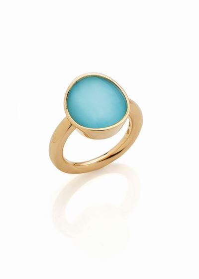 Anello Vhernier in Oro Giallo con Turchese