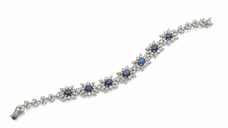 Bracciale Oro 14k con Diamanti e Zaffiri