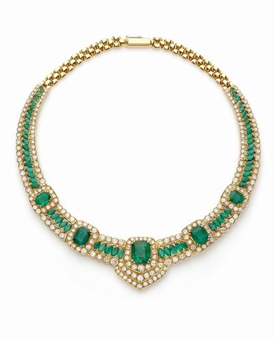 Collier in Oro Giallo con Smeraldi e Diamanti