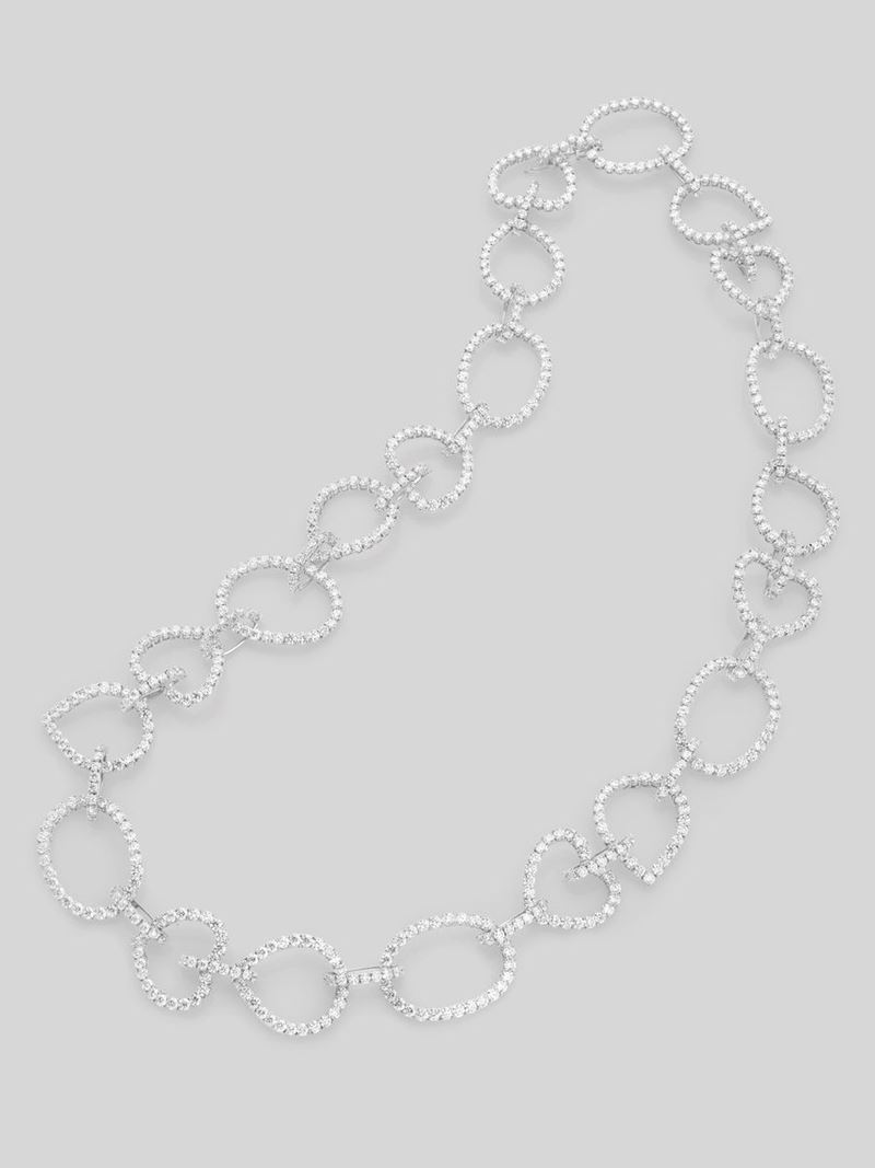 Collana Lunga in Oro Bianco e Diamanti