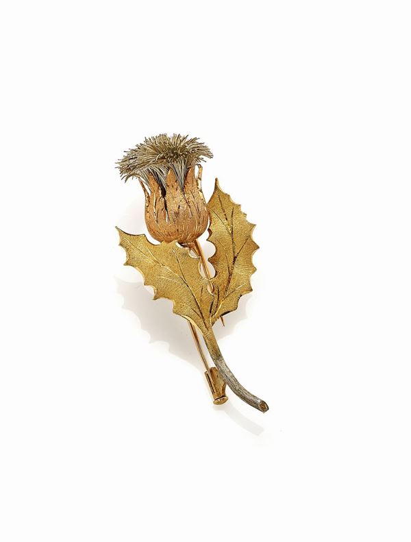 Mario Buccellati : Spilla cardo firmata Mario Buccellati  - Asta Gioielli e Orologi del XX Secolo - Faraone Casa d'Aste