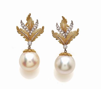 Orecchini con Perle e Diamanti Firmati Mario Buccellati