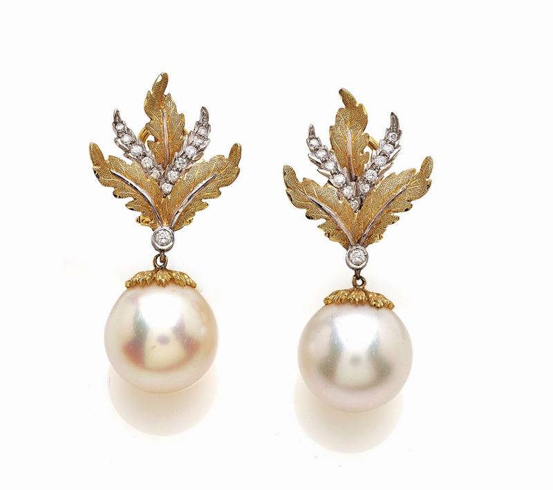 Orecchini con Perle e Diamanti Firmati Mario Buccellati