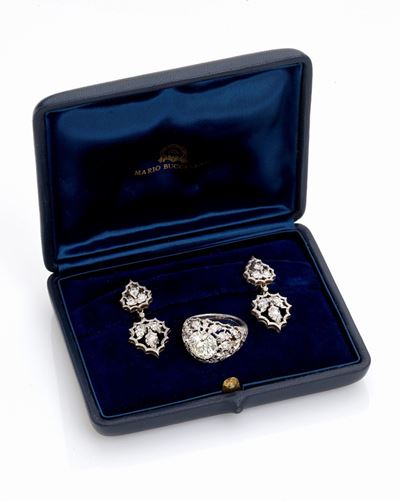 Demi Parure Firmata Mario Buccellati in Oro Bianco e Diamanti