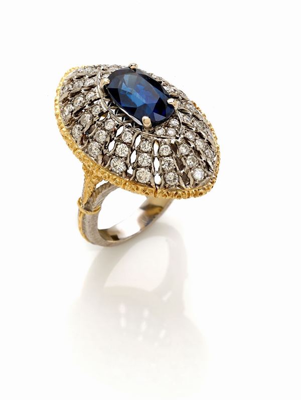 Mario Buccellati : Anello con zaffiro firmato Mario Buccellati  - Asta Gioielli e Orologi del XX Secolo - Faraone Casa d'Aste