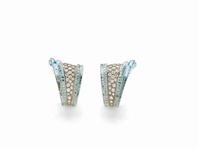Orecchini Scavia in Oro Bianco Diamanti e Topazi