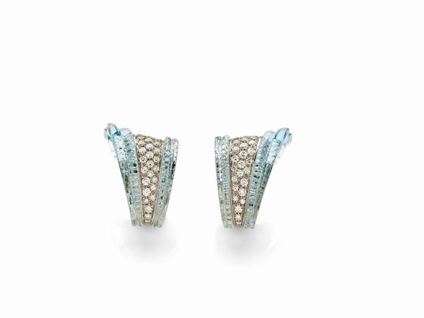 Scavia : Orecchini Scavia in oro bianco diamanti e topazi  - Asta Gioielli e Orologi del XX Secolo - Faraone Casa d'Aste