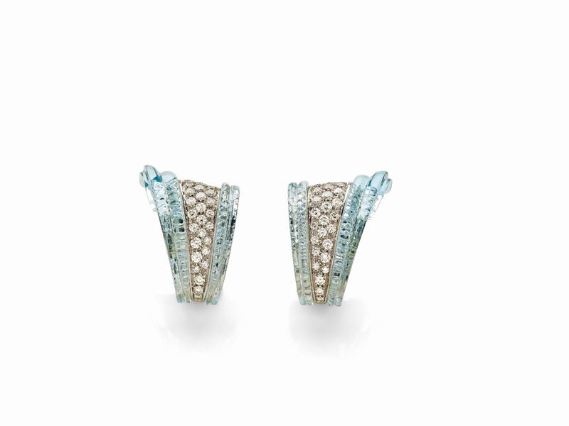 Orecchini Scavia in Oro Bianco Diamanti e Topazi
