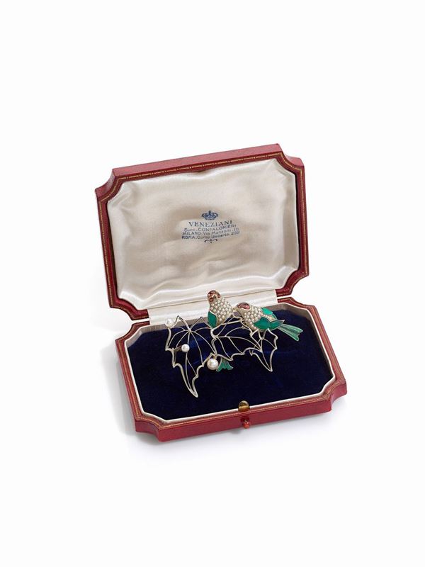 Spilla firmata Veneziani  - Auction Gioielli e Orologi del XX Secolo - Faraone Casa d'Aste