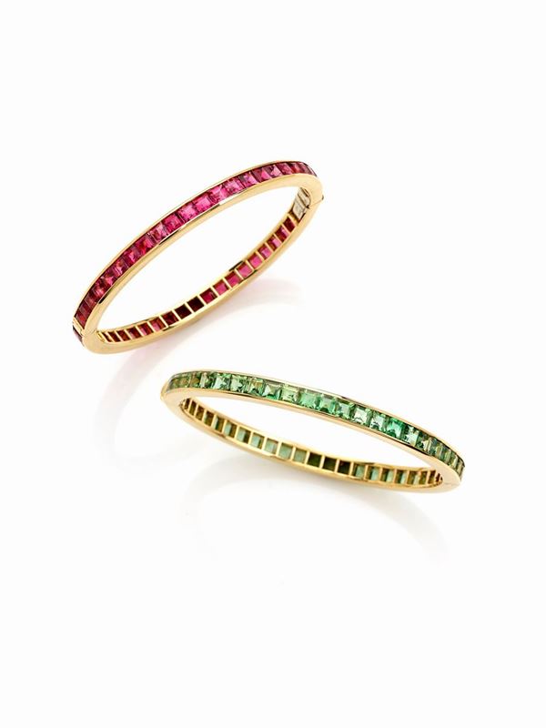 Bracciali firmati Trabucco con olivine e tormaline  - Auction Gioielli e Orologi del XX Secolo - Faraone Casa d'Aste