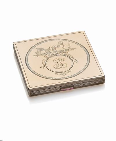 Scatola Porta Cipria Argento Firmata Hermes