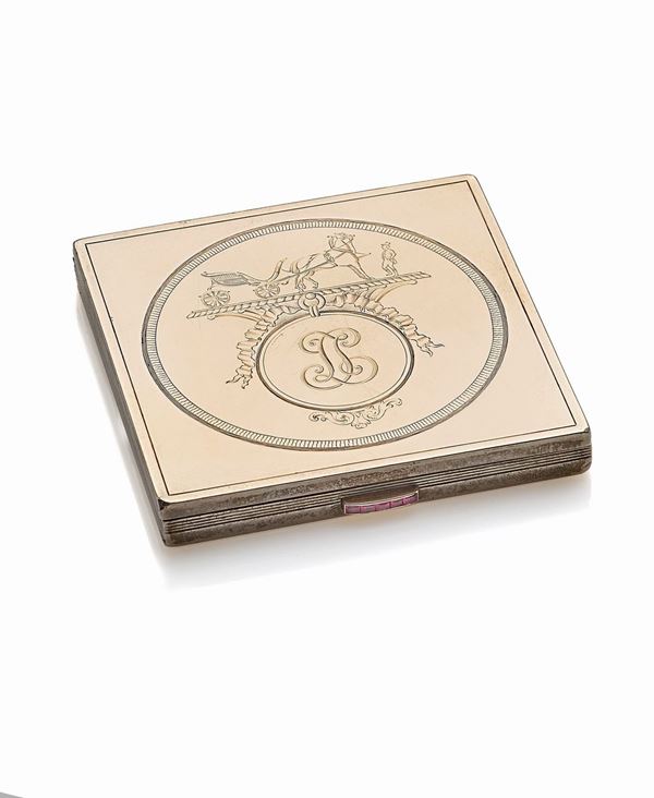 Hermes - Scatola porta cipria argento firmata Hermes