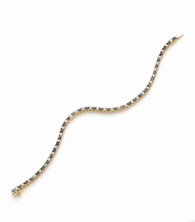 Bracciale Tennis in Oro con Diamanti e Zaffiri