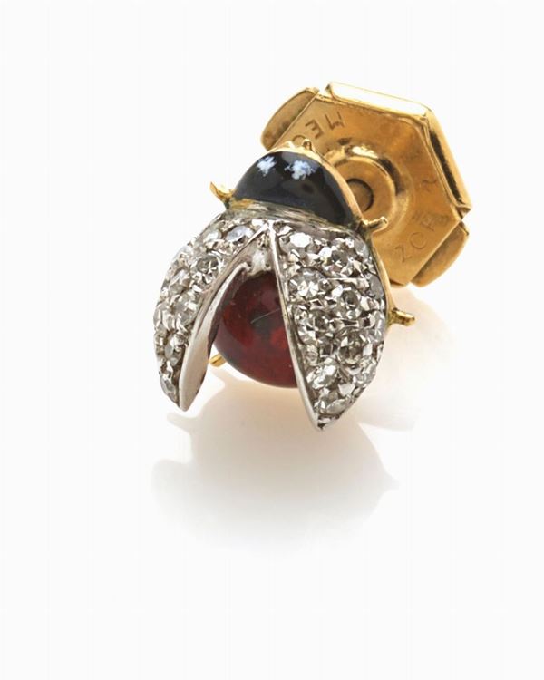Spilla coccinella con diamanti