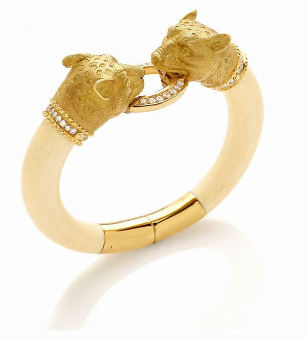 Bracciale avorio e oro giallo