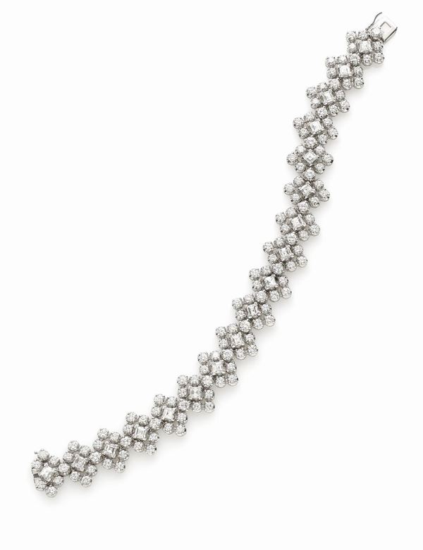 Bracciale in platino con diamanti taglio brillante e carr&#232;
