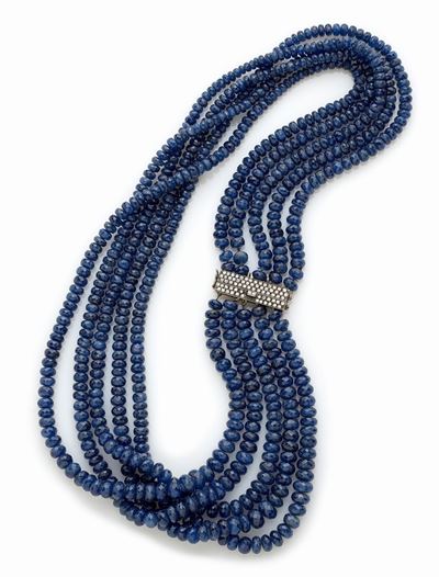 Collana Zaffiri con Chiusura in Oro e Diamanti