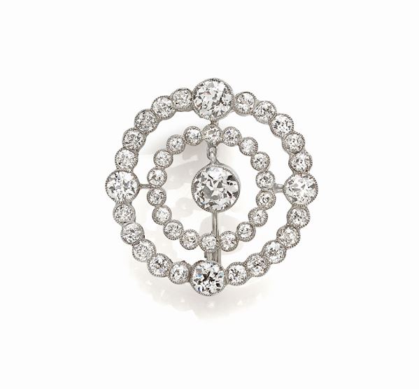 Spilla in platino e diamanti  - Auction Gioielli e Orologi del XX Secolo - Faraone Casa d'Aste