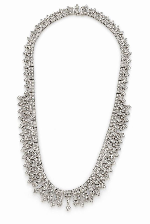 Collana in oro bianco e diamanti  - Asta Gioielli e Orologi del XX Secolo - Faraone Casa d'Aste