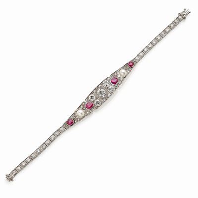 Bracciale Diamanti, Rubini e Perle