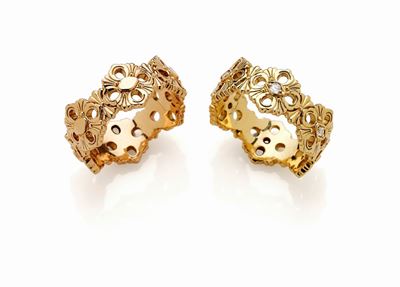 Lotto Composto da Due Anelli Buccellati in Oro Giallo e Rosa