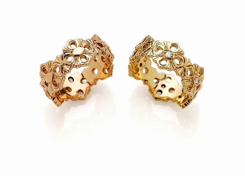 Lotto Composto da Due Anelli Buccellati in Oro Giallo e Rosa