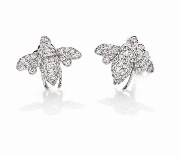 Orecchini Api firmati Sabbatici in oro bianco e diamanti  - Auction Gioielli e Orologi del XX Secolo - Faraone Casa d'Aste