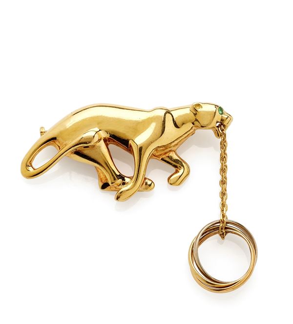 Cartier : Spilla Panth&#233;re di Cartier in oro giallo  - Asta Gioielli e Orologi del XX Secolo - Faraone Casa d'Aste