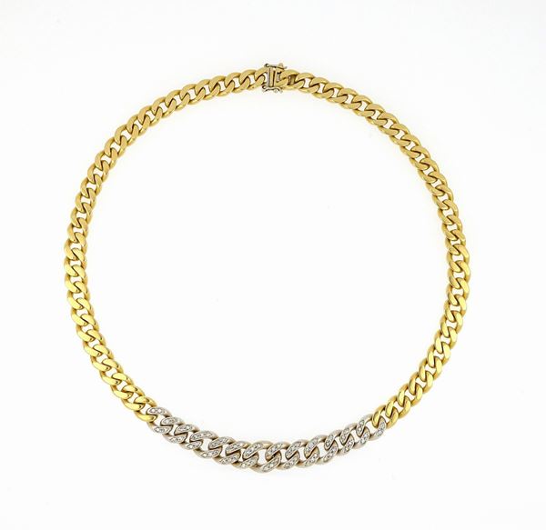 Collana groumette in oro con diamanti