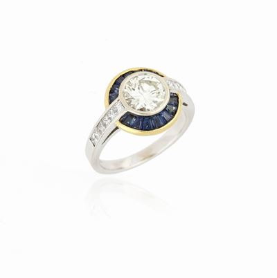 Anello in Oro, Diamanti e Zaffiri