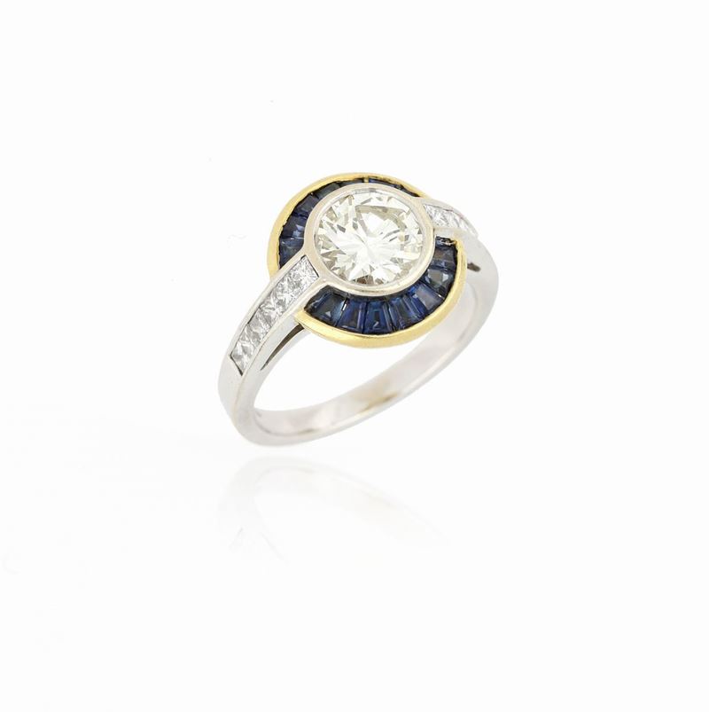 Anello in Oro, Diamanti e Zaffiri