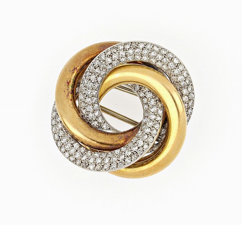 Spilla Torchon in Oro con Diamanti