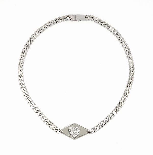 Collana groumette in oro bianco con diamanti