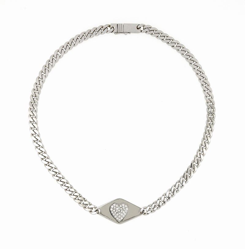 Collana Groumette in Oro Bianco con Diamanti