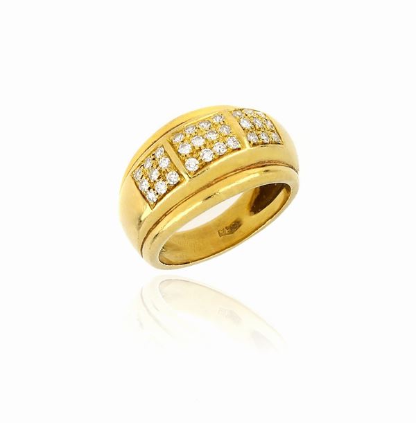 Anello a fascia con diamanti  - Asta GIOIELLI E OROLOGI - Faraone Casa d'Aste