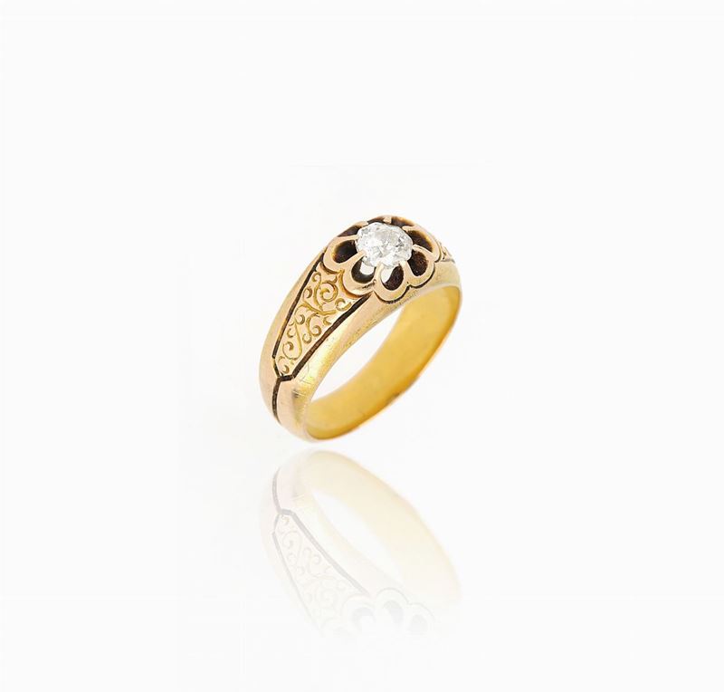 Anello in Oro con Diamante Old Cut