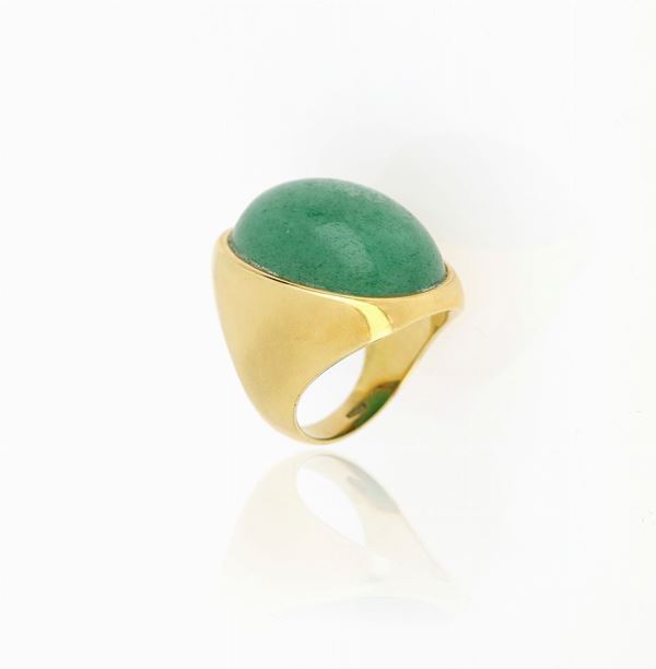 Anello in oro giallo con quarzo avventurina