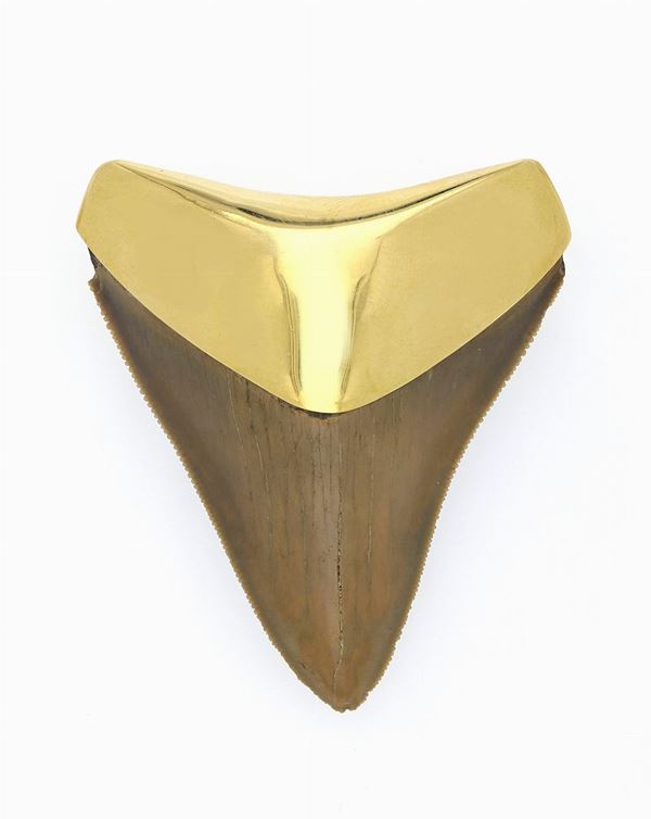 Pendente in oro e materiale organico 
