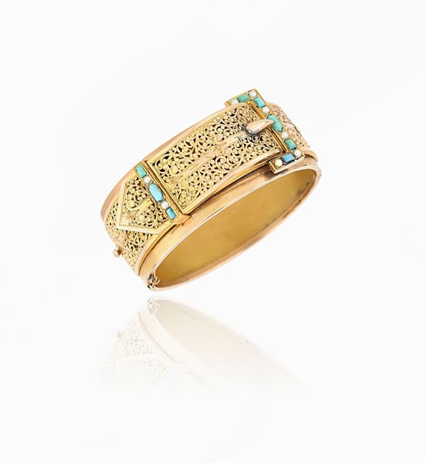 Bracciale in oro con turchesi 