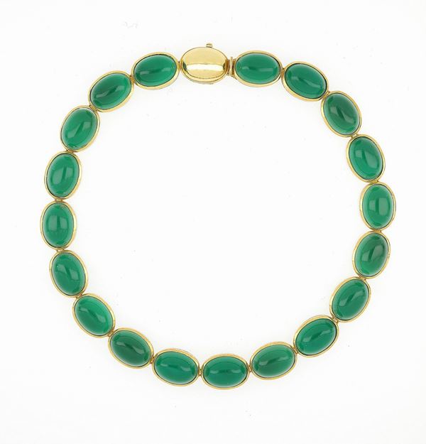 Collana in oro giallo con crisoprasio 