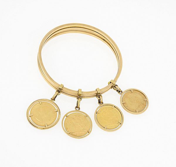 Bracciale in oro con monete