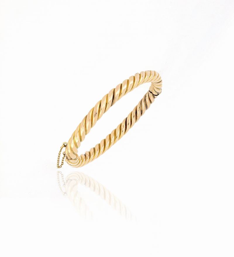 Bracciale Rigido Torchon in Oro Giallo