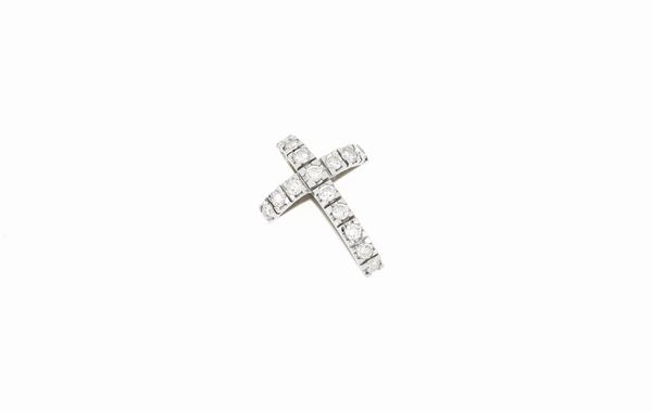 Pendente croce in oro e diamanti