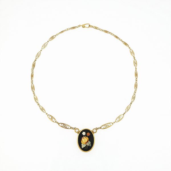 Collana in oro con mosaico  - Auction PIETRE DURE E SEMIPREZIOSE - Faraone Casa d'Aste