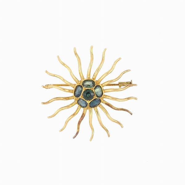 Spilla in oro con zaffiri