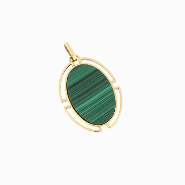 Ciondolo in oro e malachite
