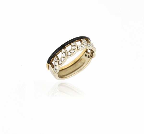 Anello in oro con smalto e diamanti