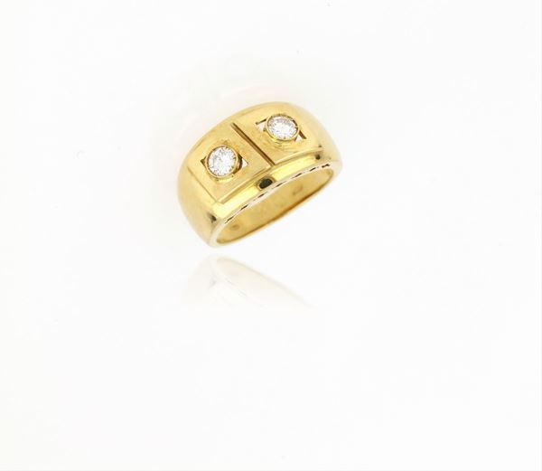Anello in oro con diamanti  - Asta PIETRE DURE E SEMIPREZIOSE - Faraone Casa d'Aste