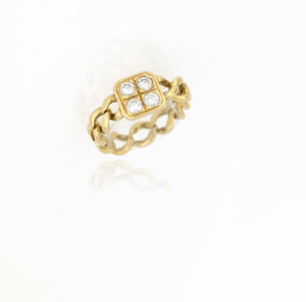 Anello groumette e diamanti  - Asta PIETRE DURE E SEMIPREZIOSE - Faraone Casa d'Aste