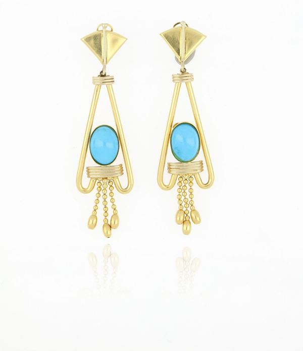Orecchini in oro con turchese
